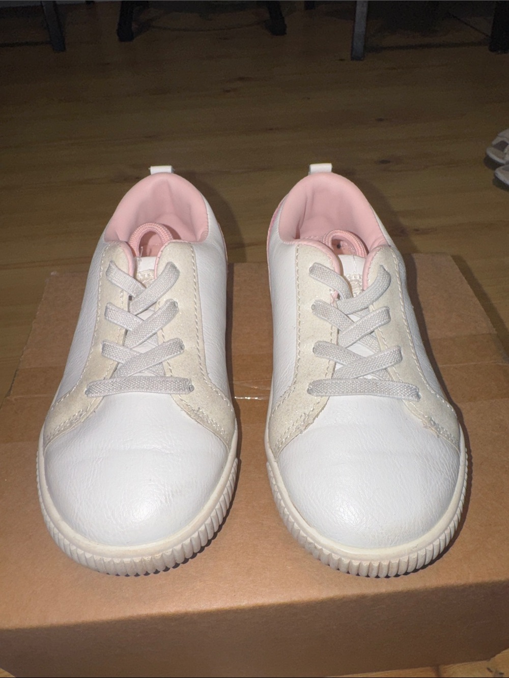 Carter's White Sneakers with Pink Lining - Kids Lace-Up